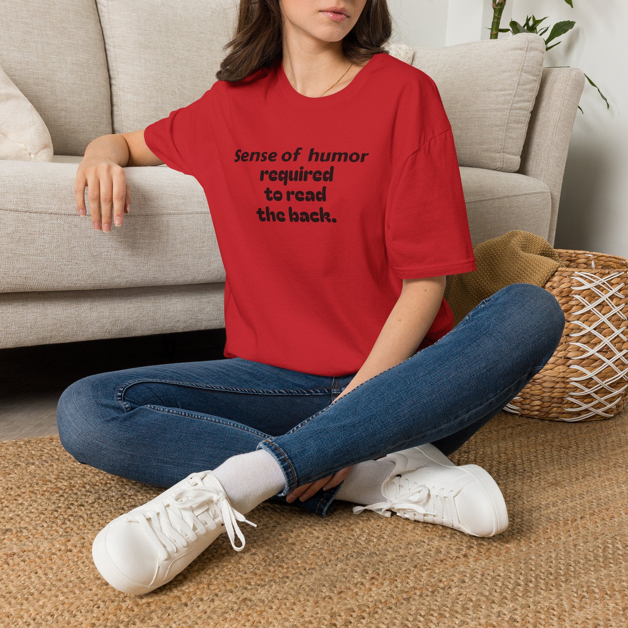 “Sense of humor required to read the back.”