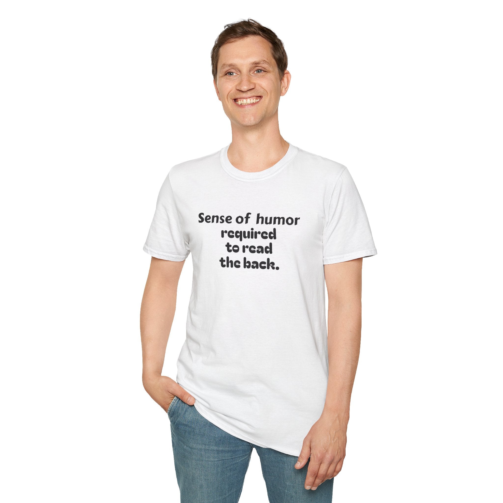 “Sense of humor required to read the back.”