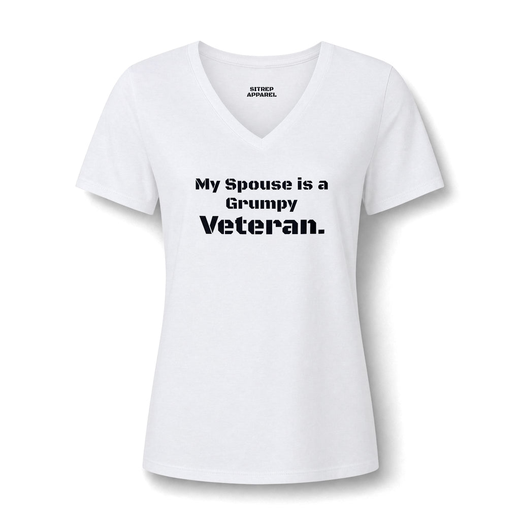 Hers 'My Spouse is a Grumpy Veteran' V-Neck Tee
