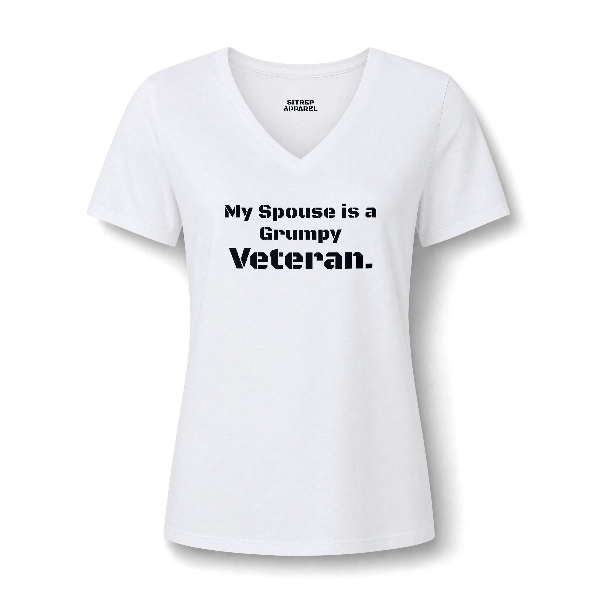 Hers 'My Spouse is a Grumpy Veteran' V-Neck Tee