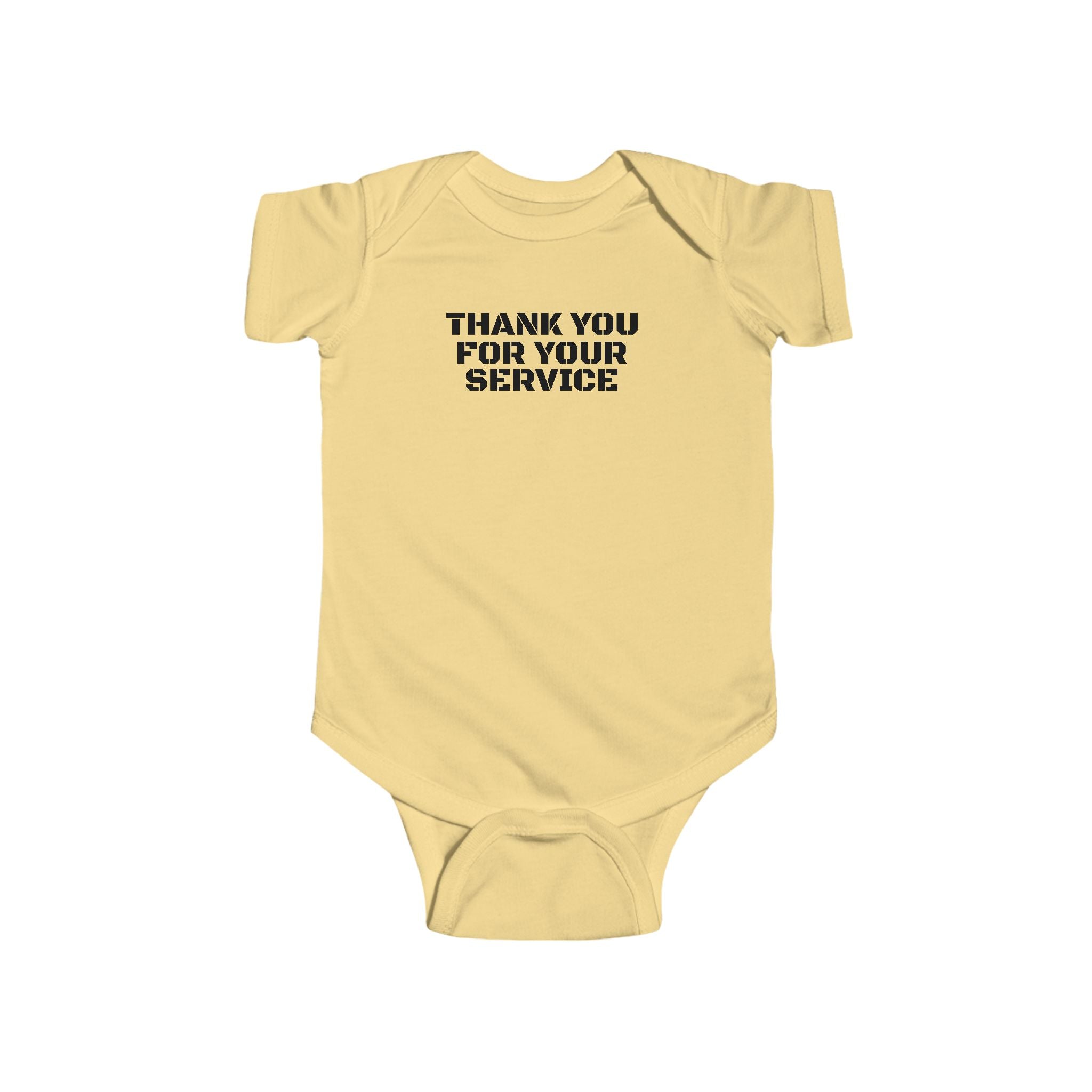 Infant Bodysuit — Funny Military Thank You For Your Service Baby Onesie (Front: "Thank You For Your Service", Back: "This butt doesn't [...]