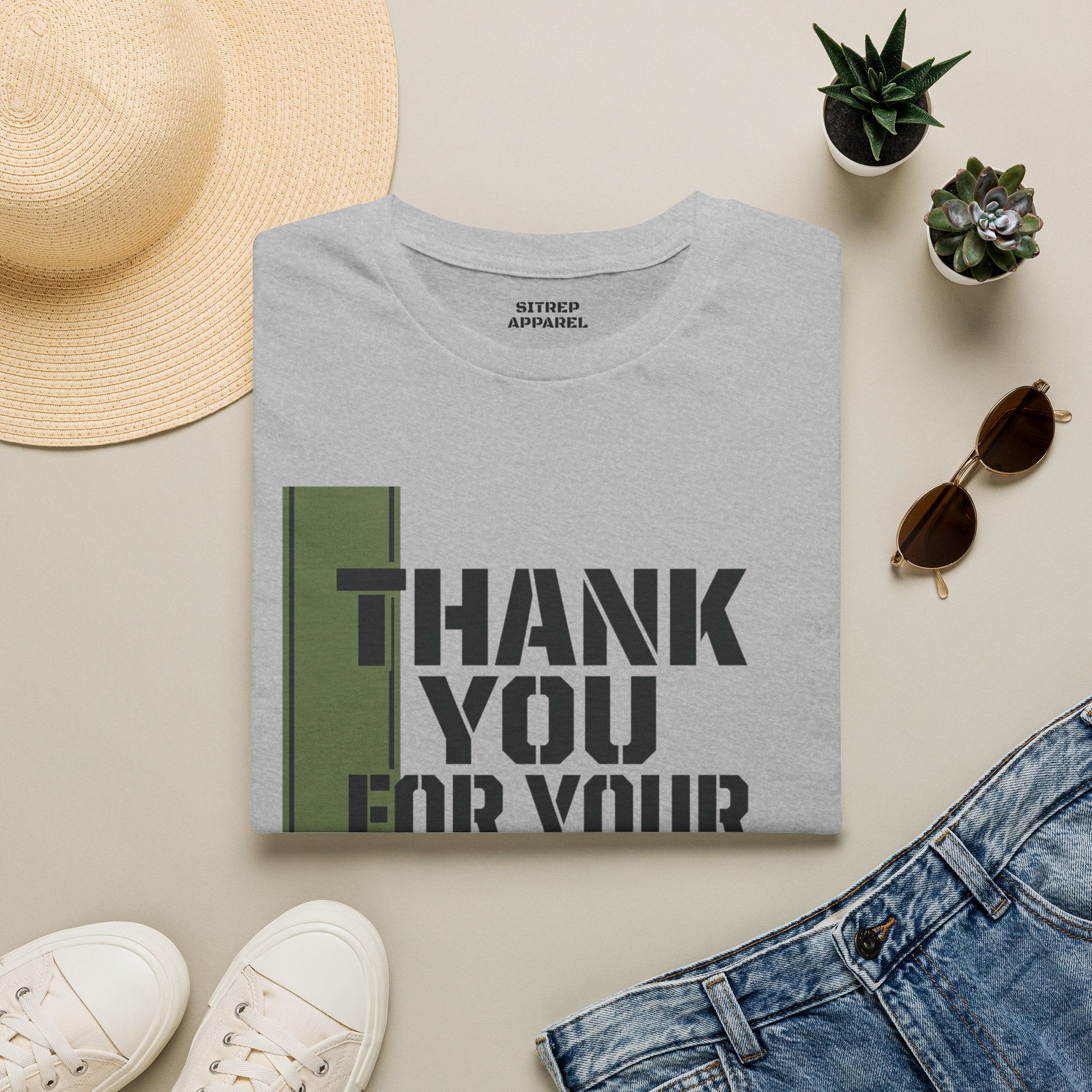 Green Stripe for Supporting the Military 'Thank You For Your Service'
