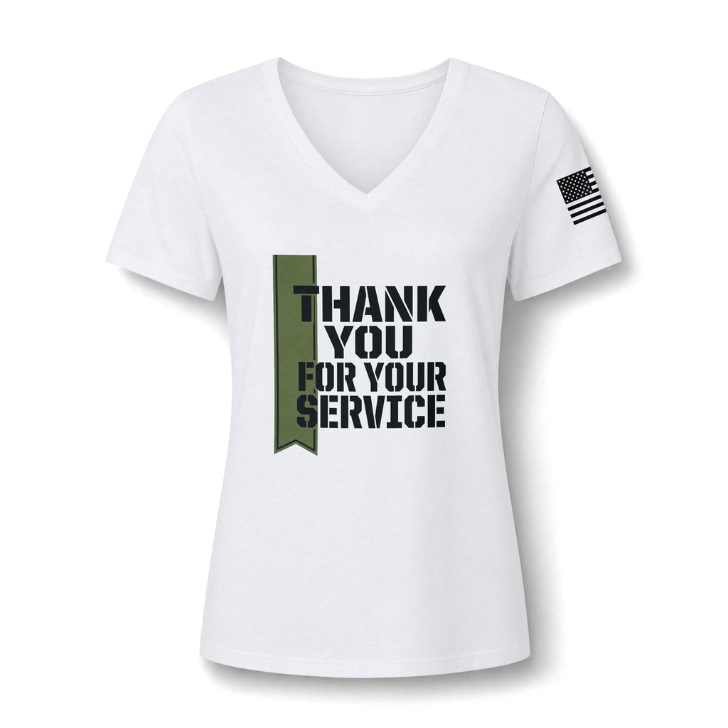Women's V‑Neck Tee - "Thank You For Your Service" Appreciation Shirt